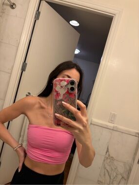 Zara Bright Pink Strapless Bandeau Top